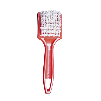 White Nylon Medium Grade Red Plastic Handle Carpet Brush